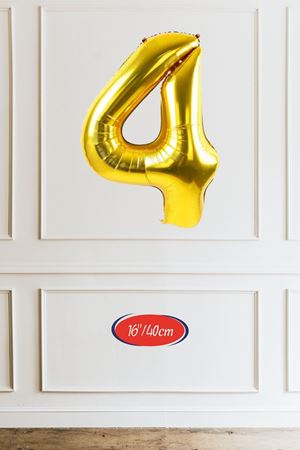 4 Yaş Gold Balon 16 inç Altın Rakam Balon