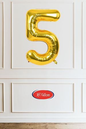 5 Yaş Gold Balon 16 inç Altın Rakam Balon