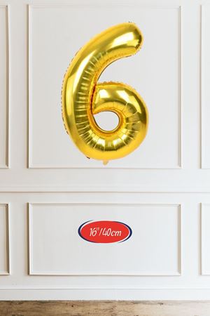 6 Yaş Gold Balon 16 inç Altın Rakam Balon