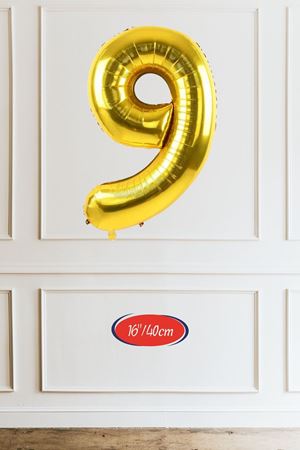9 Yaş Gold Balon 16 inç Altın Rakam Balon