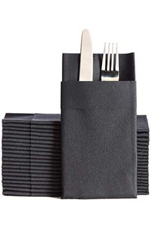 12 Adet Siyah Kumaş Dokulu Cepli Peçete 40x40 1/8 12'li Paket