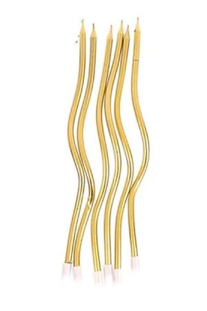 Spiral Kıvrık Gold Parlak Altın Mumlar Pasta Mumu 6lı