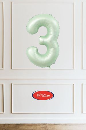 3 Yaş Yeşil Rakam Balon 16 inç 40cm