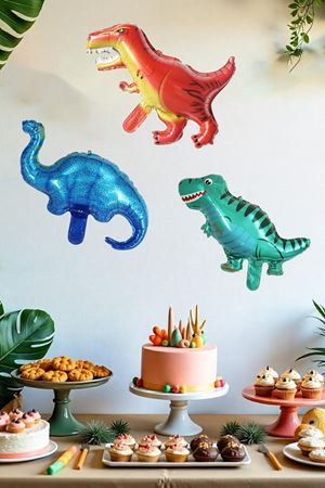 3lü Dinazor Folyo Balon Dinozorlar Folyo Balon Seti