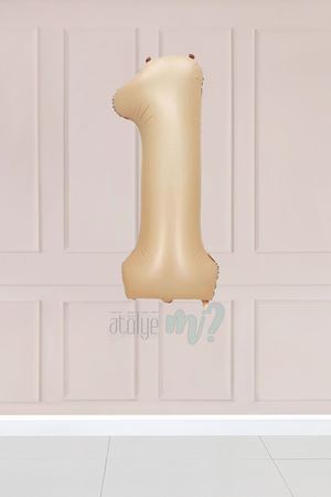 1 Yaş Karamel Rakam Balon 34 inç Kum Beji Yaş Balonu