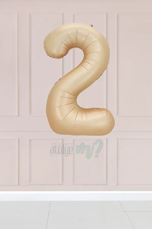 2 Yaş Karamel Rakam Balon 34 inç Kum Beji Yaş Balonu