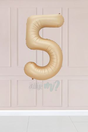 5 Yaş Karamel Rakam Balon 34 inç Kum Beji Yaş Balonu
