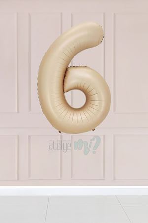 6 Yaş Karamel Rakam Balon 34 inç Kum Beji Yaş Balonu