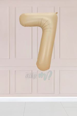 7 Yaş Karamel Rakam Balon 34 inç Kum Beji Yaş Balonu