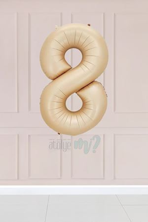 8 Yaş Karamel Rakam Balon 34 inç Kum Beji Yaş Balonu