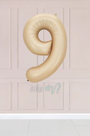 9 Yaş Karamel Rakam Balon 34 inç Kum Beji Yaş Balonu