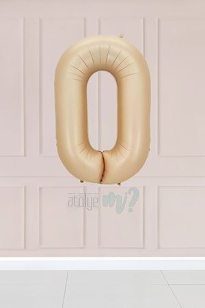 0 Karamel Rakam Balon 34 inç Kum Beji Yaş Balonu