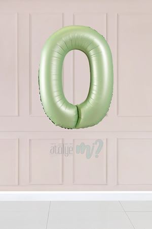 0 Retro Yeşil Rakam Balon 34 inç Yaş Balonu