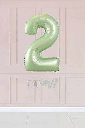 2 Retro Yeşil Rakam Balon 34 inç 2 Yaş Balonu