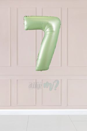 7 Retro Yeşil Rakam Balon 34 inç 7 Yaş Balonu