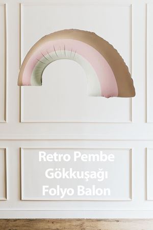 Retro Pembe Gökkuşağı Folyo Balon