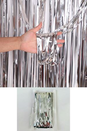 Gümüş Fon Perde Arka Fon Duvar Perdesi Kapı Perdesi Gümüş