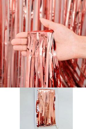 Rose Gold Fon Perde Arka Fon Duvar Perdesi Kapı Perdesi Rose