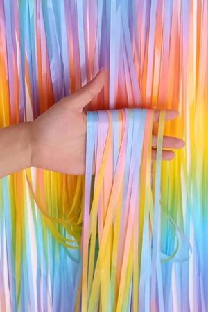 Makaron Renkler Fon Perde Arka Fon Duvar Perdesi Kapı Perdesi Makaron