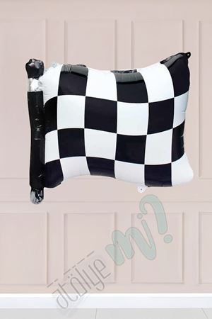 Damalı Bayrak Folyo Balon Yarış Tema Doğum Günü Balonu