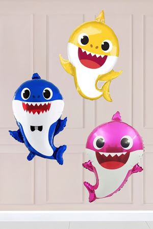 3lü Baby Shark Folyo Balon Paketi Sarı Mavi Pembe Baby Shark Balonlar