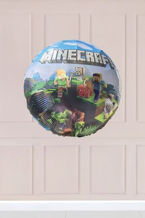 Yuvarlak Minecraft Tema Folyo Balon