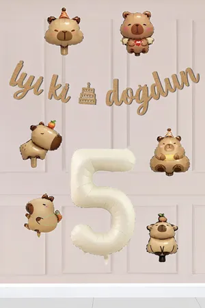 5 Yaş Kapibara Temalı Doğum Günü Balon Zinciri Seti