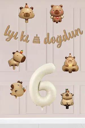 6 Yaş Kapibara Temalı Doğum Günü Balon Zinciri Seti