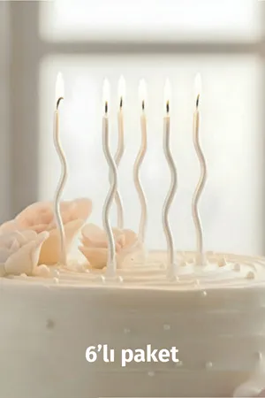 Spiral Kıvrık Beyaz Mum 6lı Paket 16cm