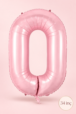 0 Pembe Rakam Balon 34 inç Yaş Balonu