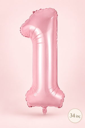1 Pembe Rakam Balon 34 inç 1 Yaş Balonu