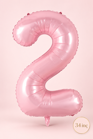 2 Pembe Rakam Balon 34 inç 2 Yaş Balonu