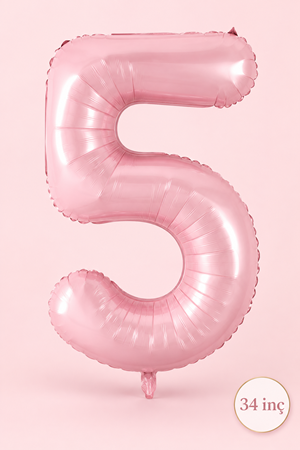 5 Yaş Pembe Rakam Balon 34 inç 5 Yaş Balonu