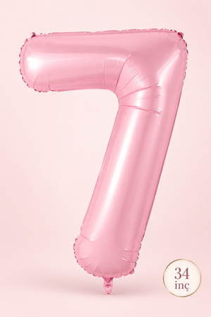 7 Yaş Pembe Rakam Balon 34 inç 7 Yaş Balonu