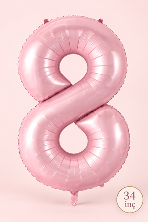 8 Yaş Pembe Rakam Balon 34 inç 8 Yaş Balonu