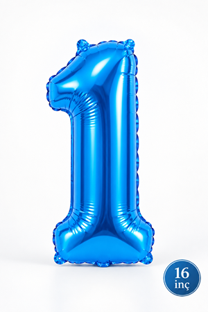 1 Yaş Mavi Rakam Folyo Balon 16 inç