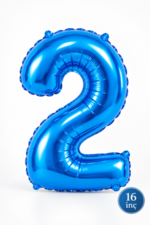 2 Yaş Mavi Rakam Folyo Balon 16 inç