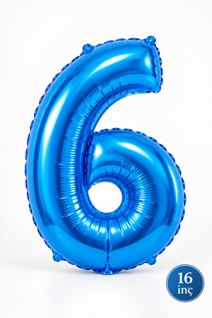 6 Yaş Mavi Rakam Folyo Balon 16 inç 40cm