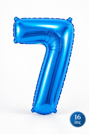 7 Yaş Mavi Rakam Folyo Balon 16 inç 40cm