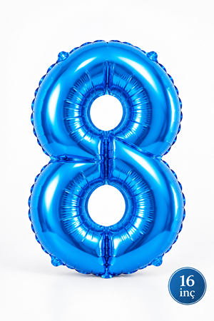 8 Yaş Mavi Rakam Folyo Balon 16 inç 40cm