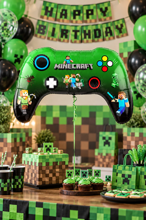 Minecraft Tema Joystick Şekilli Folyo Balon