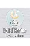 İsme Özel Delikli Karton Baskı - Anne Kız Tavşan Konsept