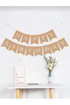 Retro Krem 8 Yaş Balonlu Happy Birthday Kraft Bannerlı 3 Retro Kalp Balonlu Balon Seti