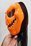 Korkunç Balkabağı Halloween Maske Arkası Tüllü Cadılar Bayramı Maskesi
