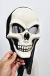 Tüllü Kuru Kafa Halloween Maske Arkası Tüllü Cadılar Bayramı Maskesi