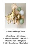Zürafa Folyo Balonlu Pastel Gold Balon Demeti
