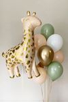 Zürafa Folyo Balonlu Pastel Gold Balon Demeti