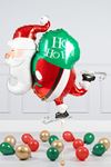 Buz Pateni Yapan Noel Baba Folyo Balon Yılbaşı Balonu Hediyeli Çuvallı Noel Baba Yılbaşı Süsleme Balonu