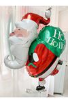 Buz Pateni Yapan Noel Baba Folyo Balon Yılbaşı Balonu Hediyeli Çuvallı Noel Baba Yılbaşı Süsleme Balonu