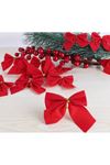 Yılbaşı Ağaç Süsü Kırmızı Fiyonk 12li Paket